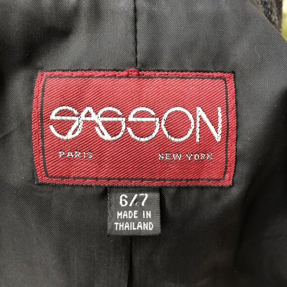 Vtg Sasson Womens Power Professional Suit 80s Single Breast Jacket Skirt Sz 6/7 - Picture 8 of 9